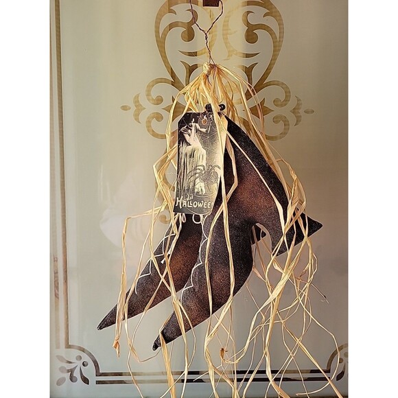 Primitive Folk Art Pair of Witches Boots Shoes hanging decor handmade Holiday - Picture 1 of 9
